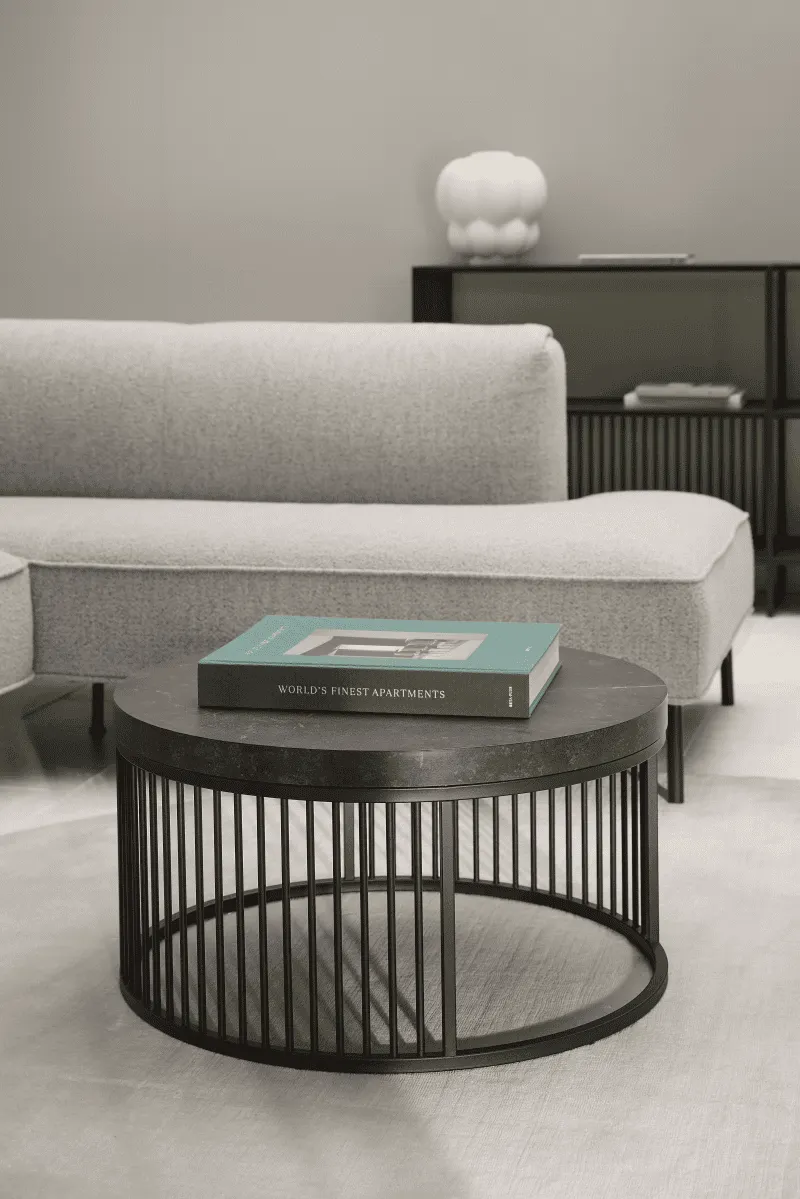 Stolik kawowy okrągły STRINGTON 65x65x35 czarny - 0000108051