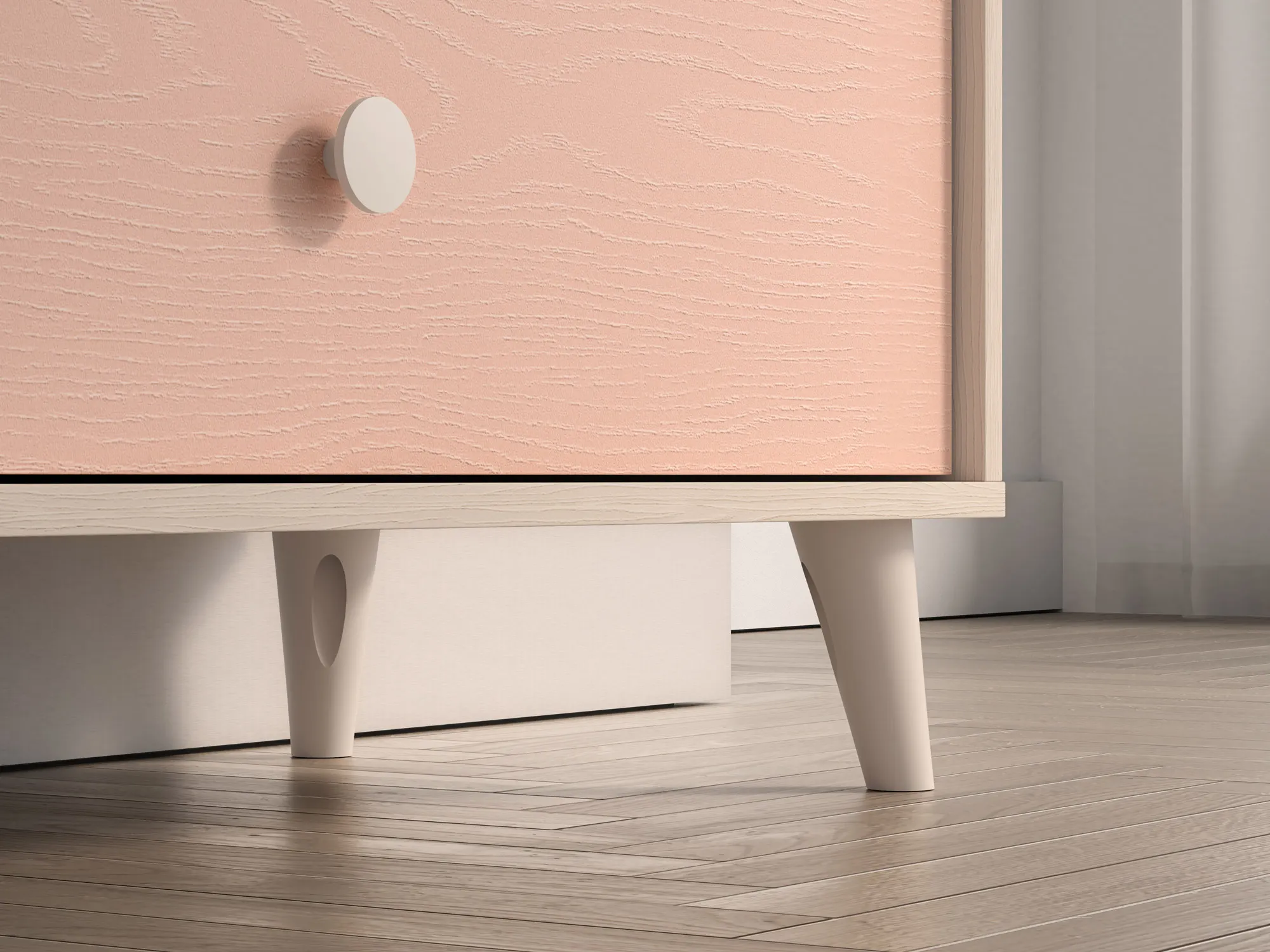 Komoda z 3 szufladami MEVEL 06 piasek pustyni, różowy - 1MEVE06-001