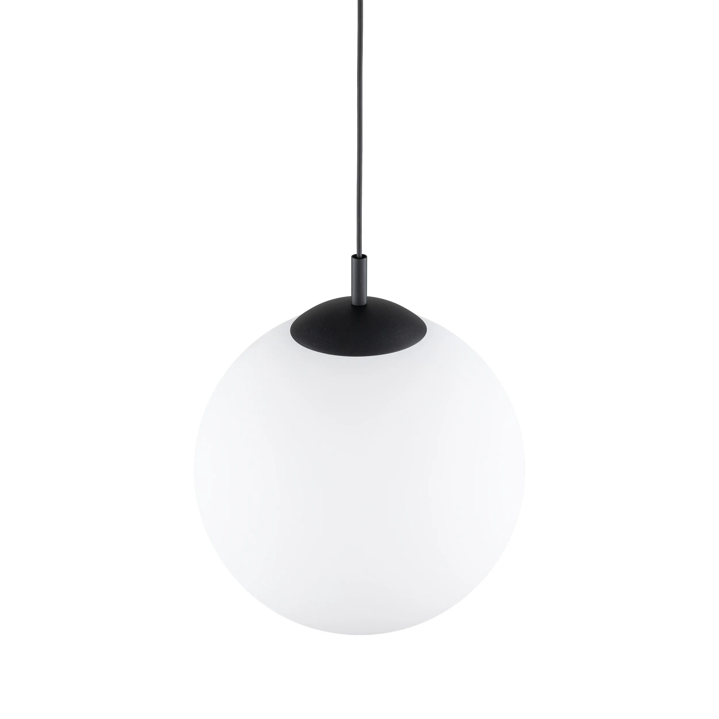 Lampa wisząca ESME na czarnej podstawie i przewodzie biały okrągły klosz 185x35cm - TK_5671