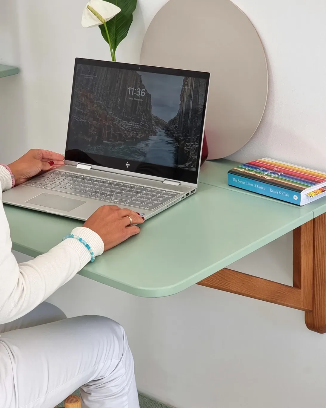 Stół ścienny opadający KLAPP 60x70cm szałwiowy naturalny - RGBKLAPP6070_17