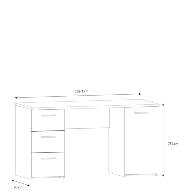 Biurko NET106 z szafką i 3 szufladami - dab sonoma, biały - MT311-Q36