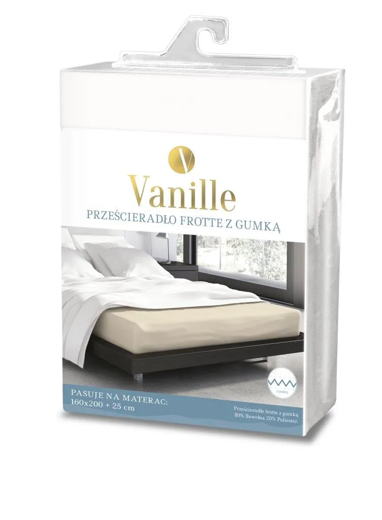 Prześcieradło frotte z gumką VANILLE 160X200+25 bawełna 80% biały - FARO_20532