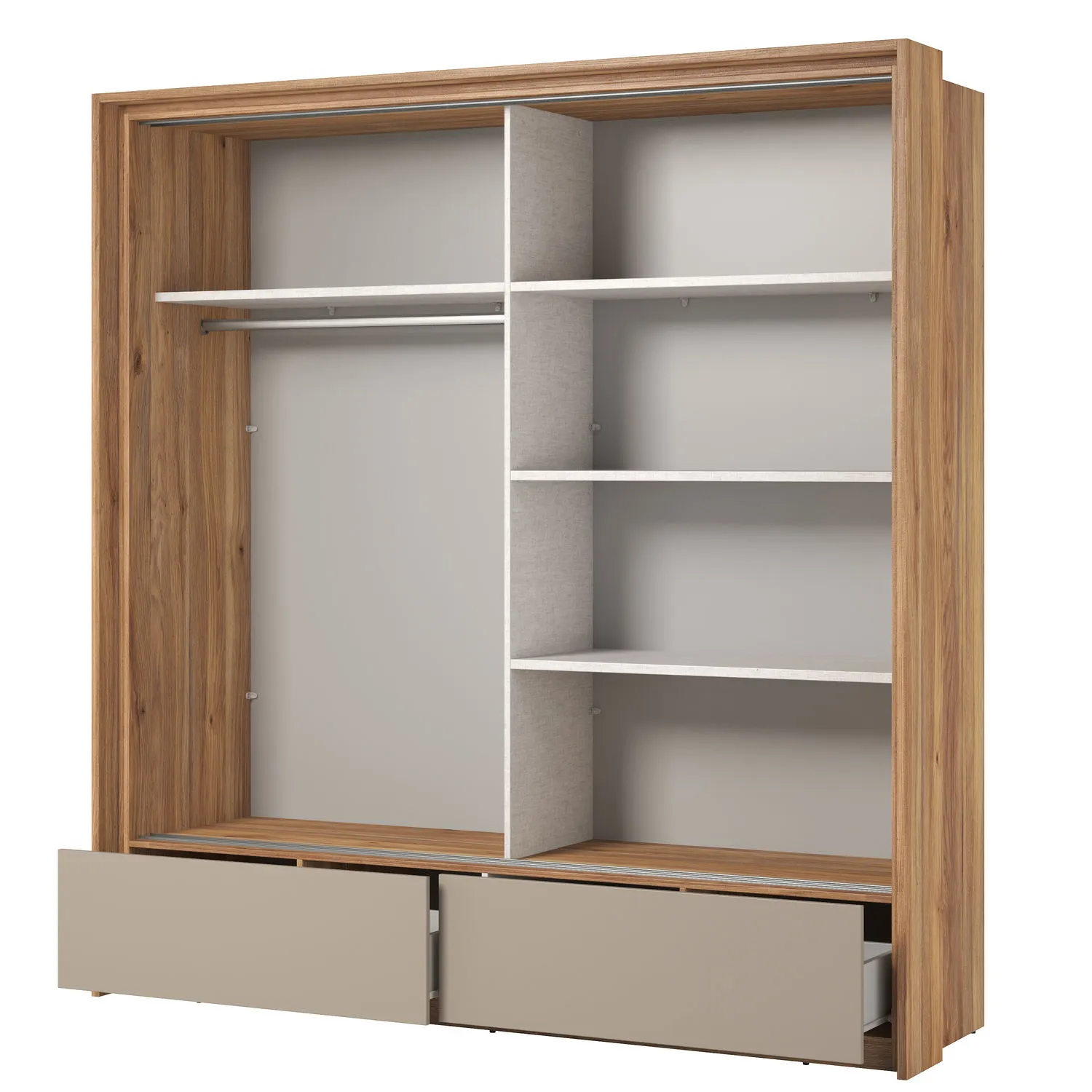 Szafa 2-drzwiowa z lustrem i szufladami IMPRESSIO 209x219 dąb mauvella congo - 24MCNJ63