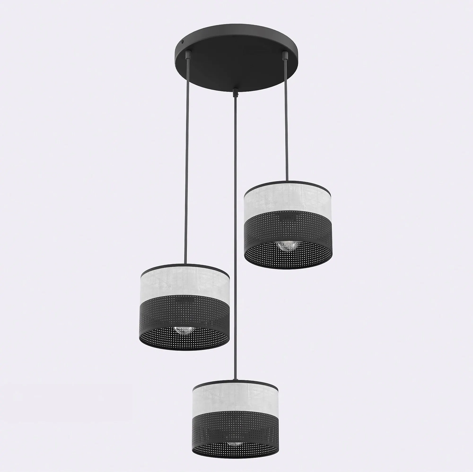 Lampa wisząca KARBON 3 BL GRAY PREMIUM z abażurami szara czarna