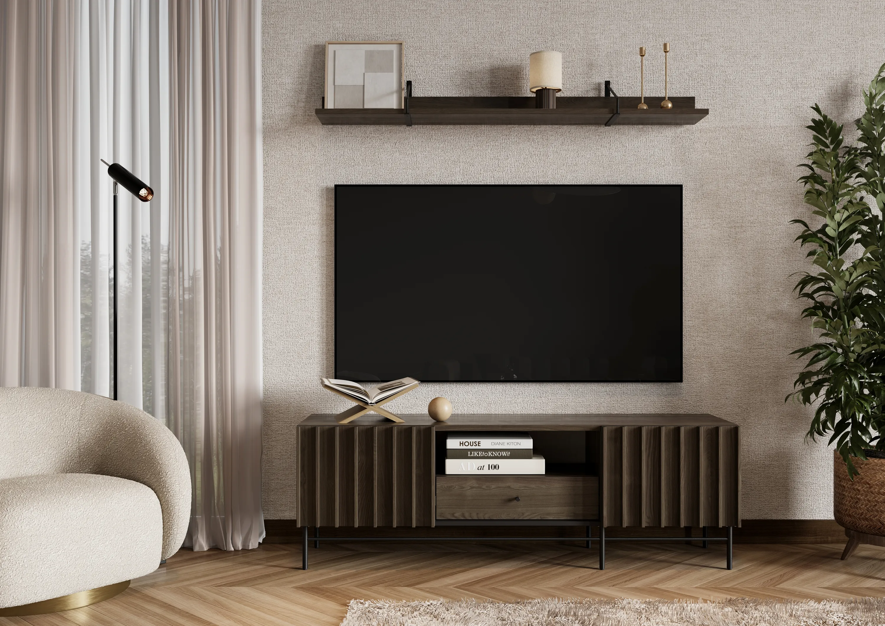 Półka wisząca Piemonte PE-04 155cm jesion portlandzki/czarna — zdjęcie 8