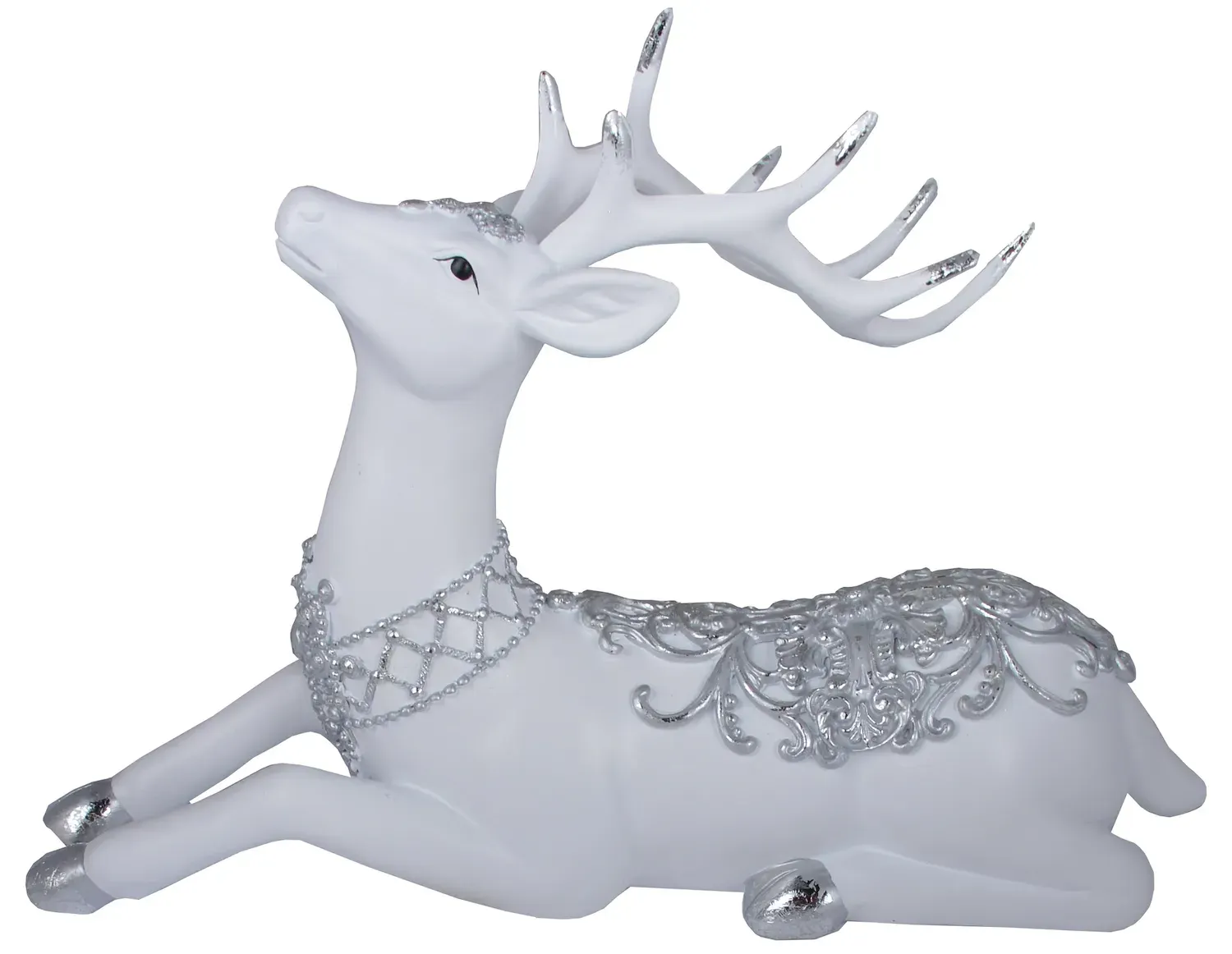 FIGURKA RENIFER LEŻĄCY srebrny biały FIGURKA RENIFER LEŻĄCY srebrny biały