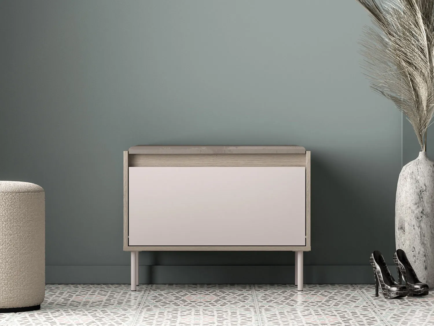 Szafka na buty z siedziskiem i schowkiem VOCO 70x55 dąb cremona/kaszmir - 1VOCO06-001