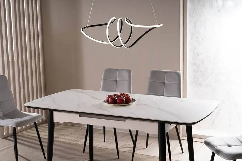 Stół rozkladany APOLLO Biały Mat/Czarny Stelaz 80x120(160) Signal — zdjęcie 7