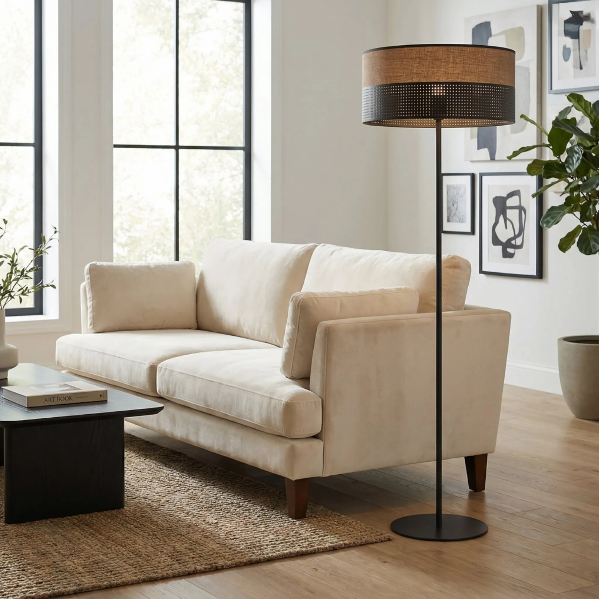 Lampa podłogowa KARBON LP1 BL BROWN z abażurem brązowa czarna - 1653/LP1