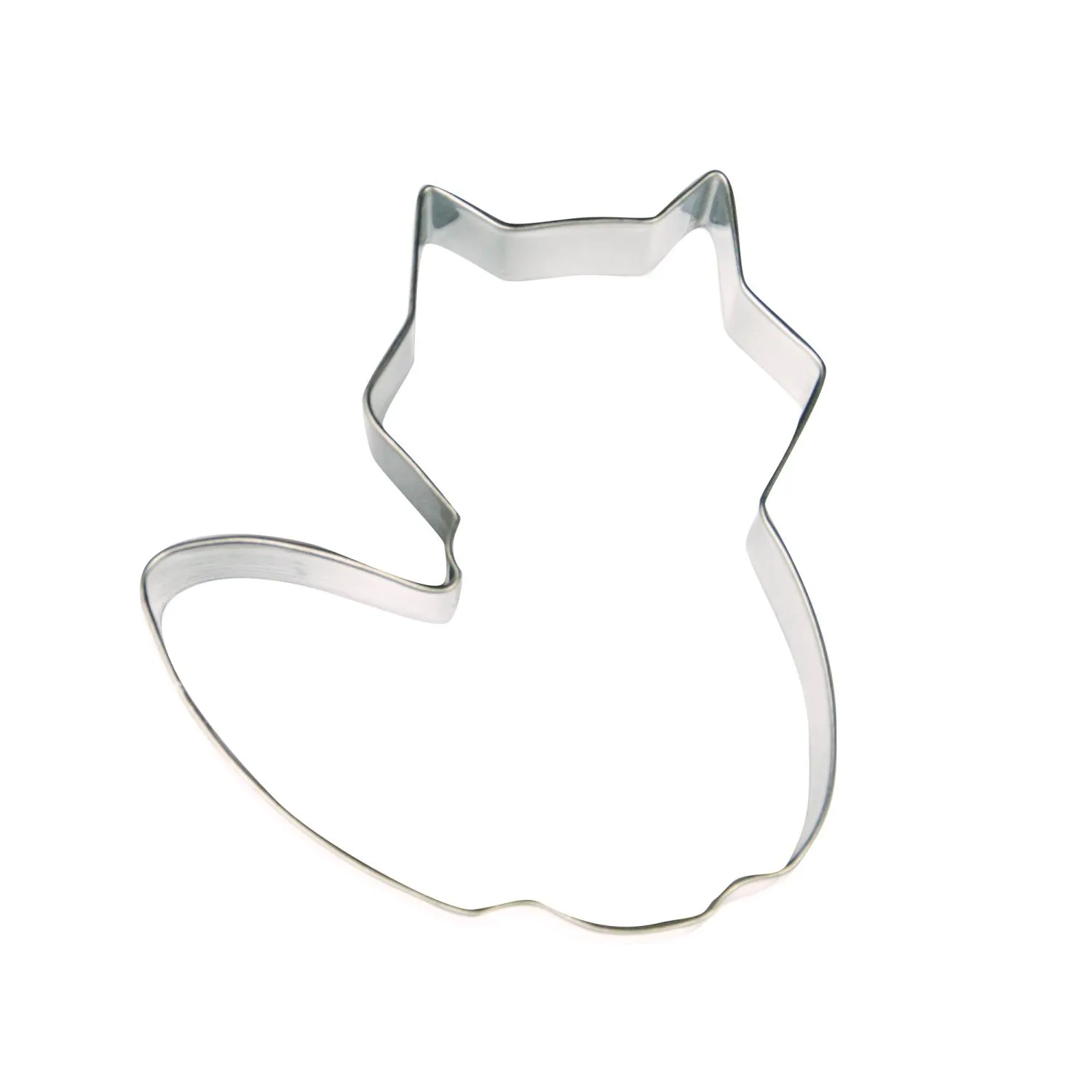 image cookie cutter, metal, shaped cutter, cat outline, silver