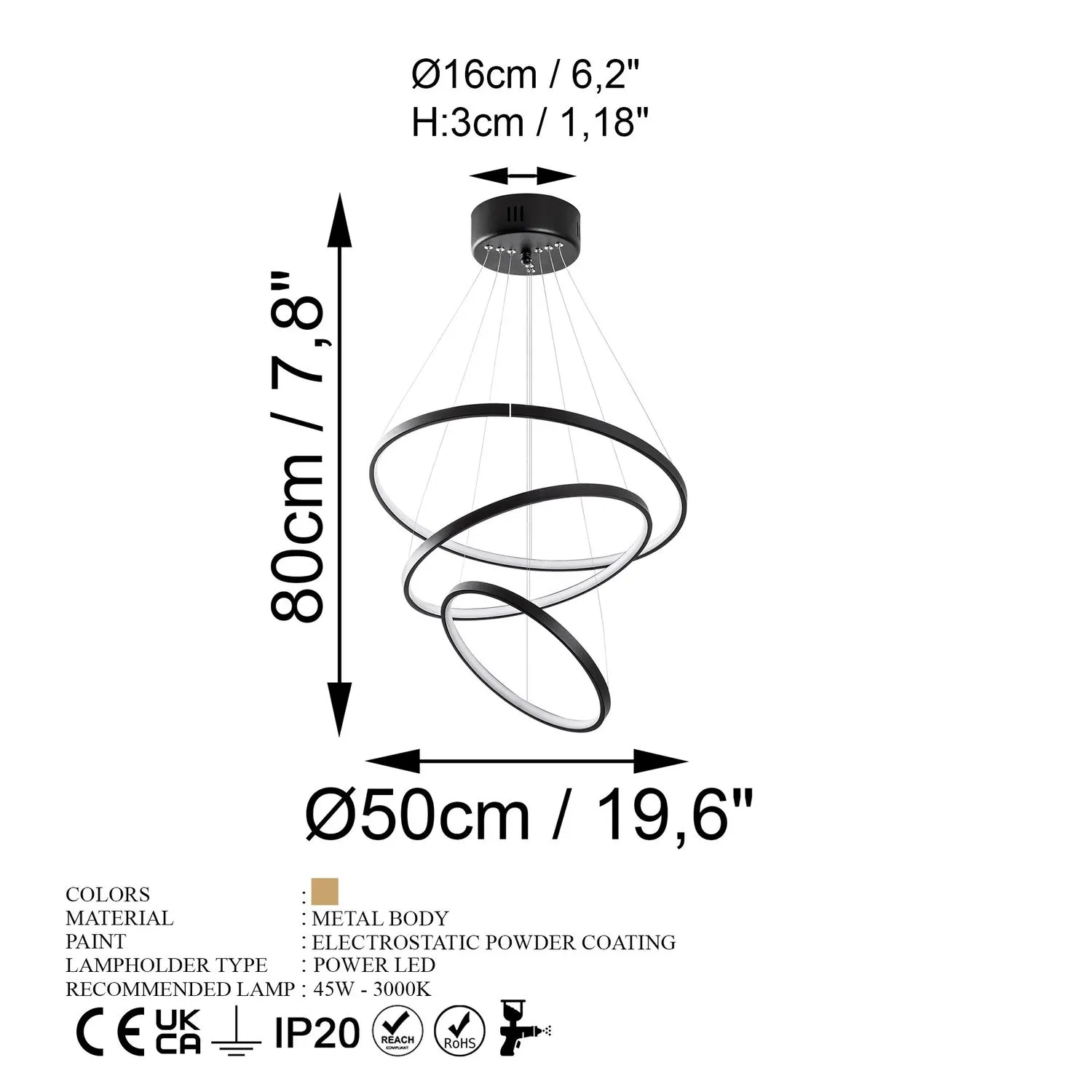 Lampa wisząca led SIMIT czarna — zdjęcie 9