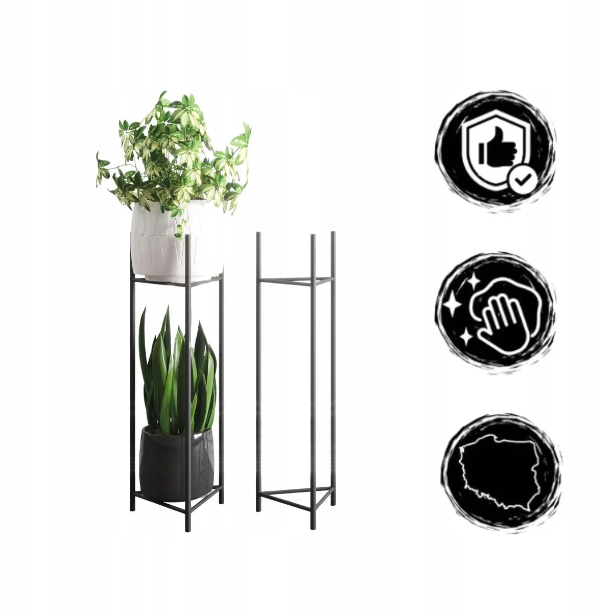 Kwietnik-stojak na donice METZ L metalowy czarny - LD_TZ000025