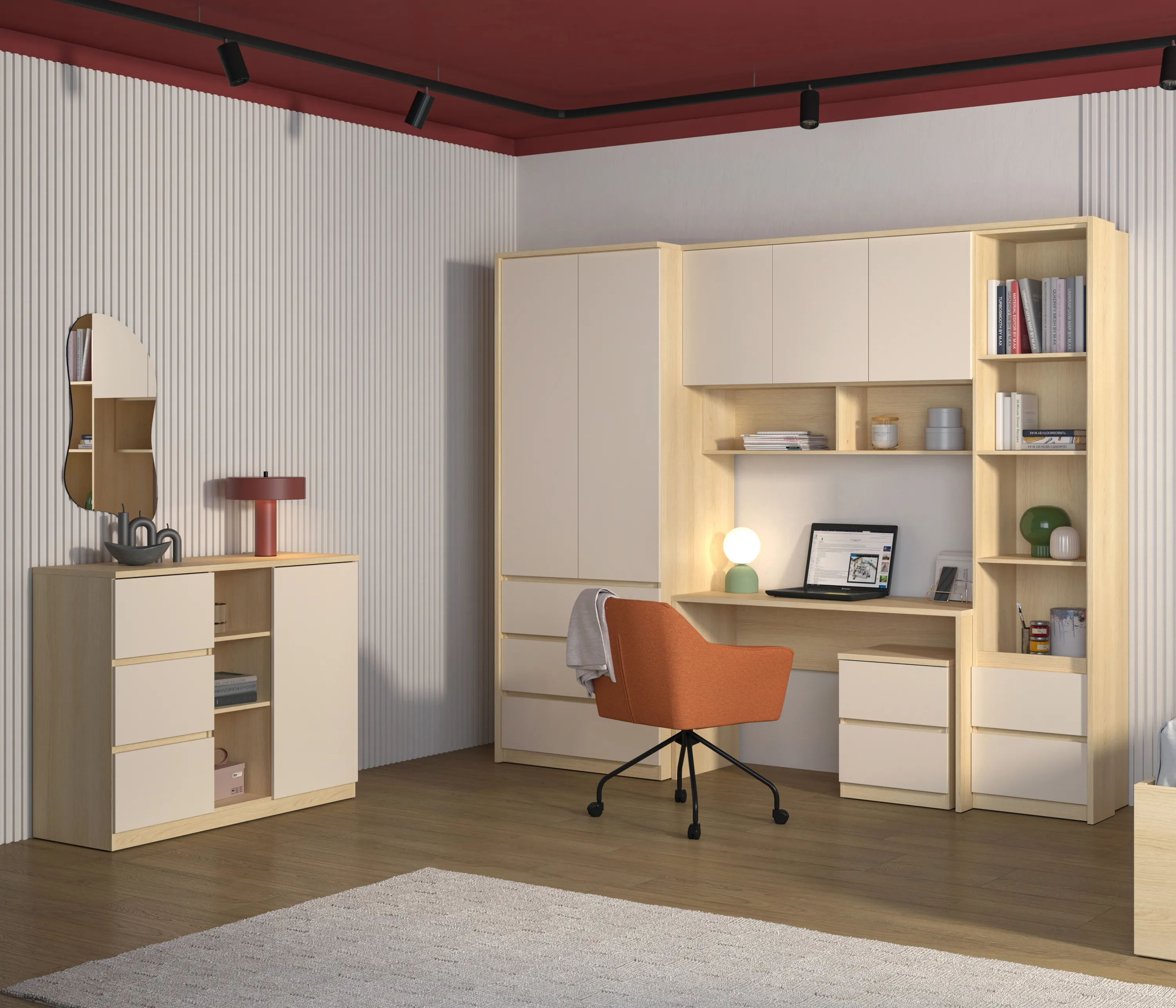 Szafka wisząca 3-drzwiowa P/L 126 cm TERRA 11 dąb Lindberg beż piaskowy — zdjęcie 9