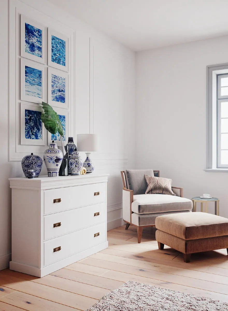 Komoda z 3 szufladami sosnowa Toskania Biała - PL2049B