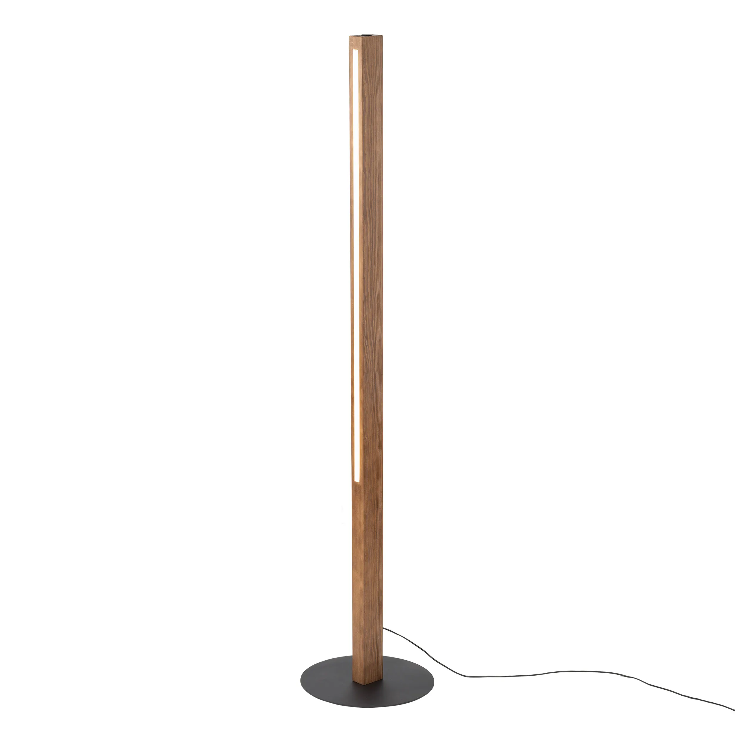 Lampa podłogowa TEO LED czarna podstawa ciemne drewno orzech 42x17cm - TK_1410