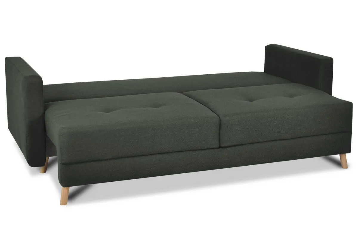 Sofa rozkładana z pojemnikiem SCANDI 218 cm ciemnozielona pikowana - SCANDINEW-AUSTIN13GREEN