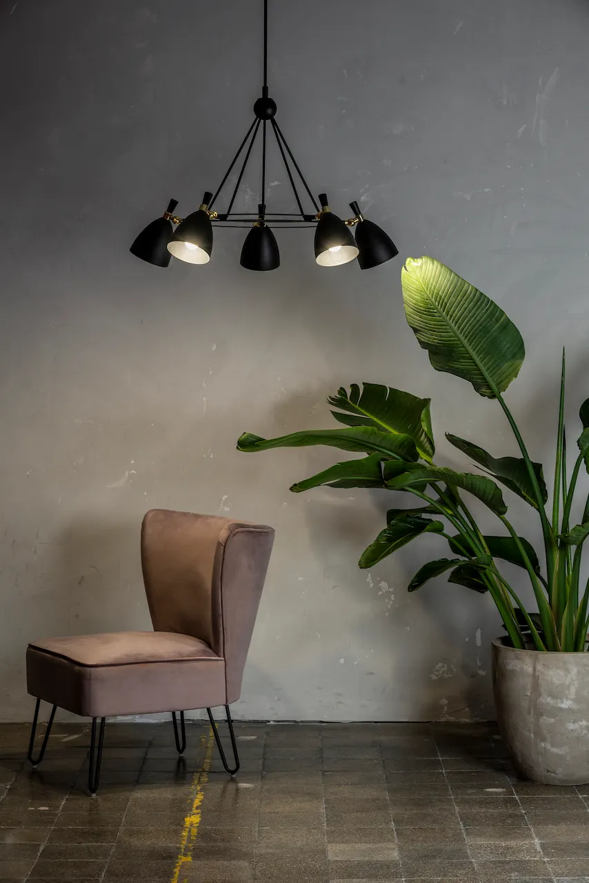 Żyrandol CHARLOTTE metalowy czarny mosiądz 92x75cm - 2118