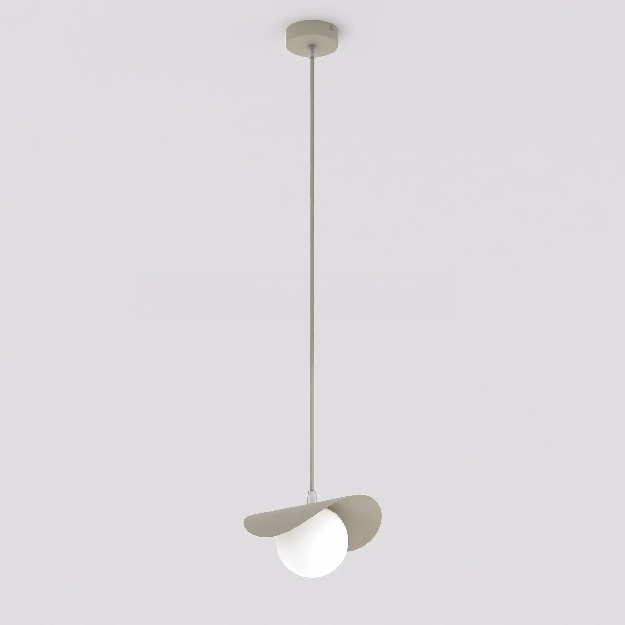 lampa wisząca, konstrukcja, kolor beżowy, minimalistyczny design, osłona/kolano?