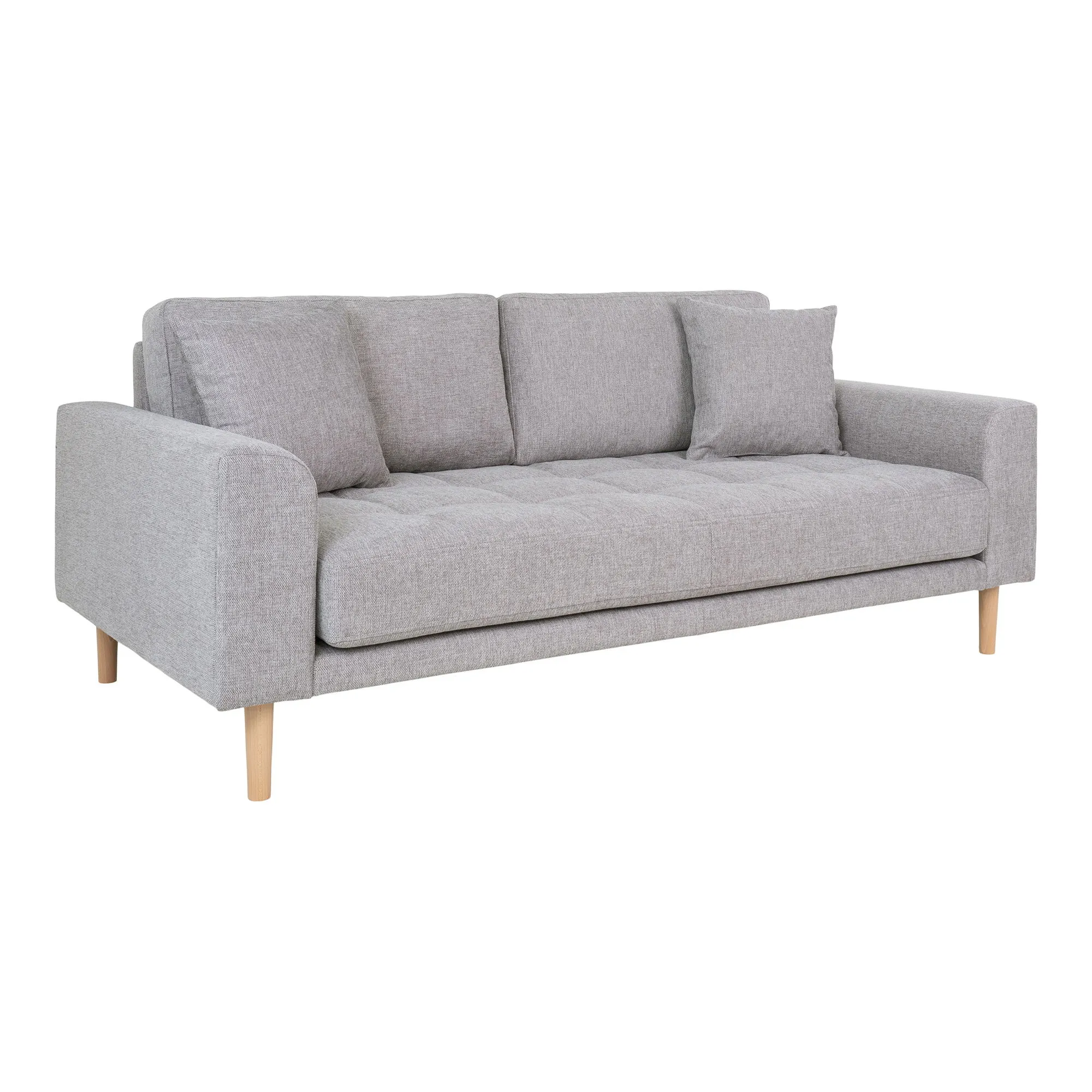 Sofa wypoczynkowa 2,5-osobowa LIDO jasnoszara, naturalne nóżki
