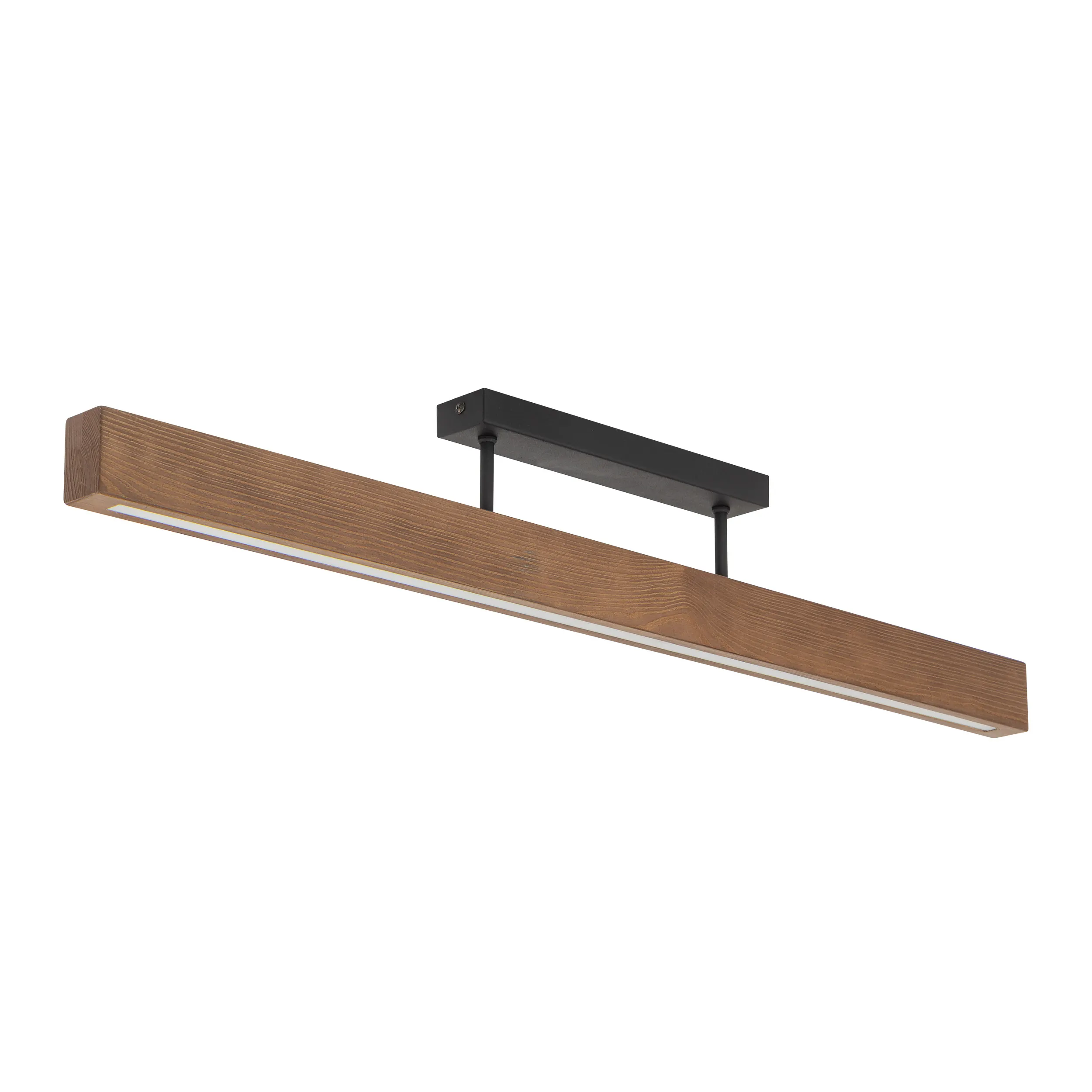 Lampa sufitowa TEO LED orzech drewniana na czarnej metalowej listwie 96x16x5cm