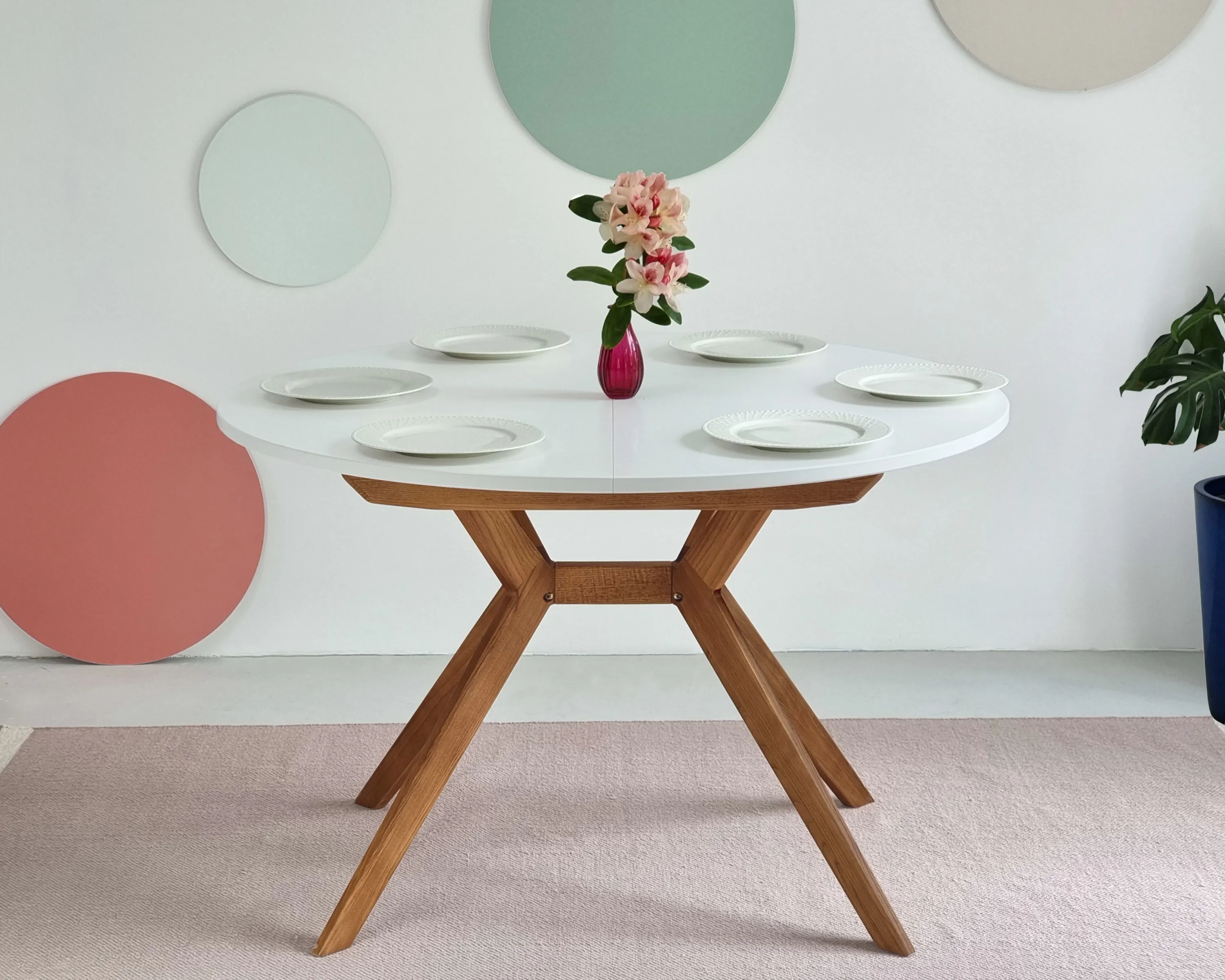 Okrągły stół rozkładany BIJU FI 120-170cm czarny dąb - RGBTBR_120_BLK_OAK