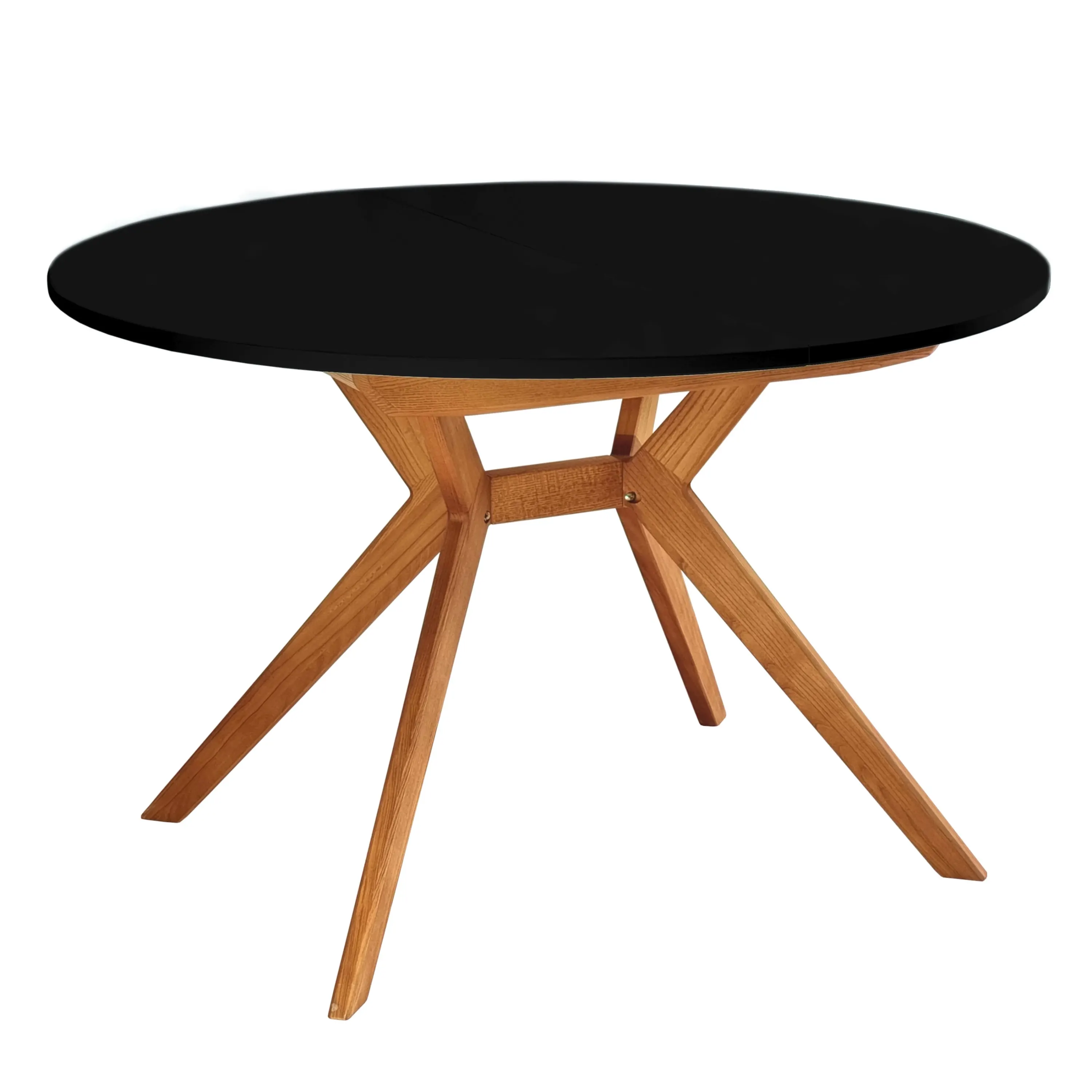 Okrągły stół rozkładany BUJU FI 110-160cm czarny dąb