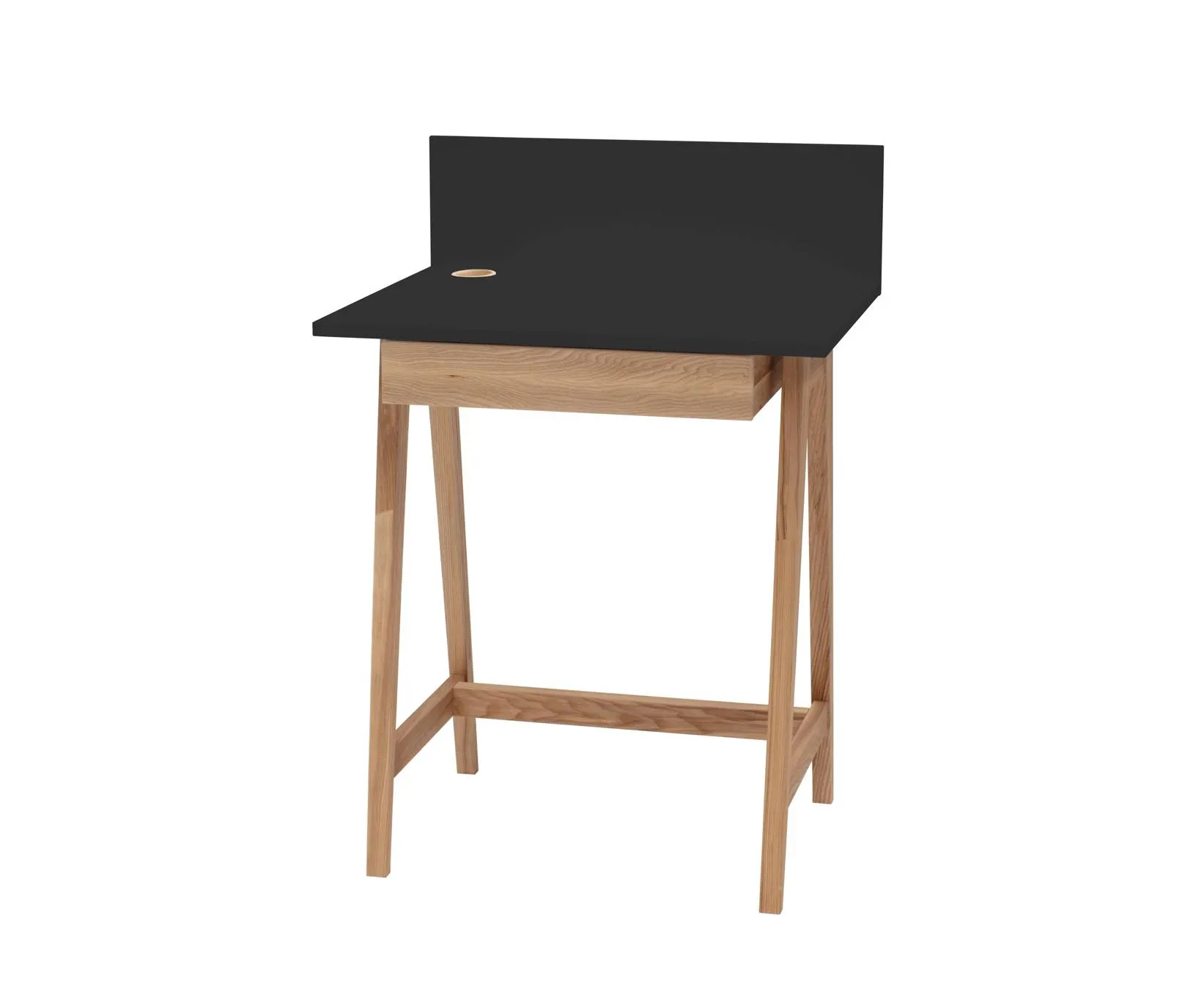 Biurko z szufladą i panelem LUKA 65x50 czarne/jesionowe nogi Meble, Tabela, Biurko