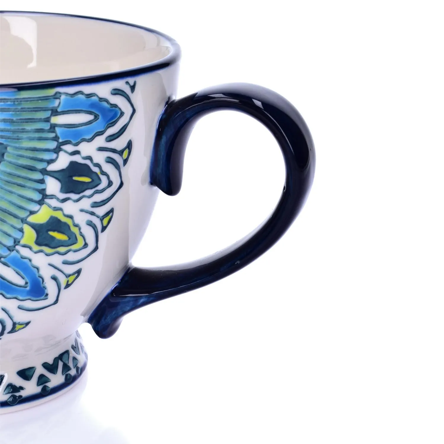 mug, ceramiczny, uchwyt, niebieski, wzór