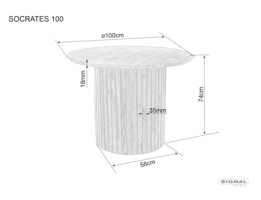 Stół okrągły SOCRATES FI100 dąb artisan - SOCRATESDAFI100