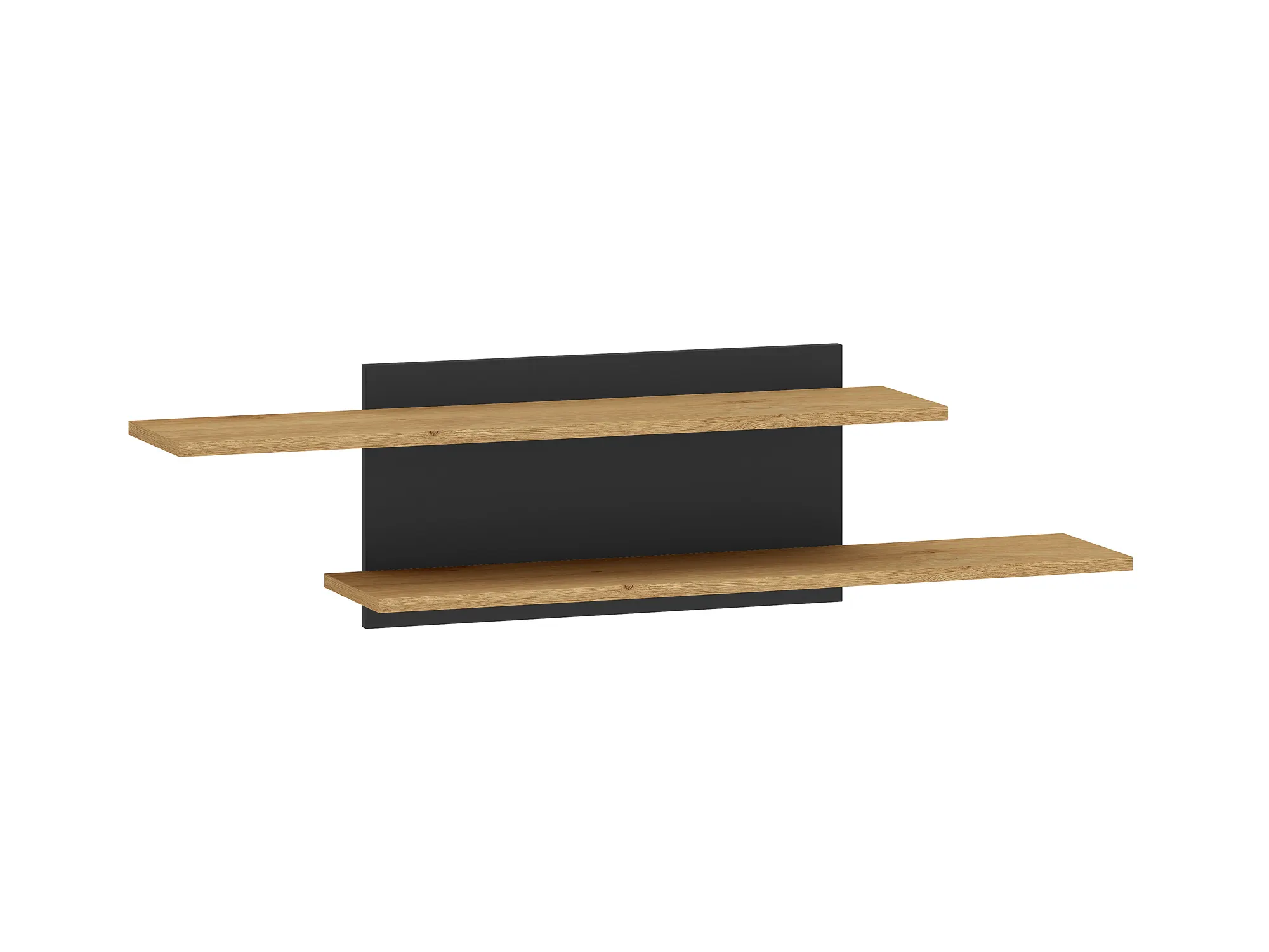 Półka ścienna dwupoziomowa MODESTO 08 dąb stylowy- czarny 115 cm