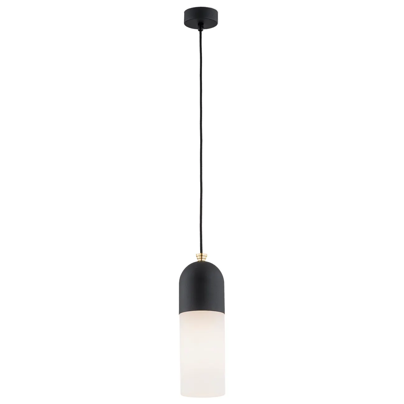 Lampa wisząca BURGOS czarna matowa mosiądz biały klosz 113cm