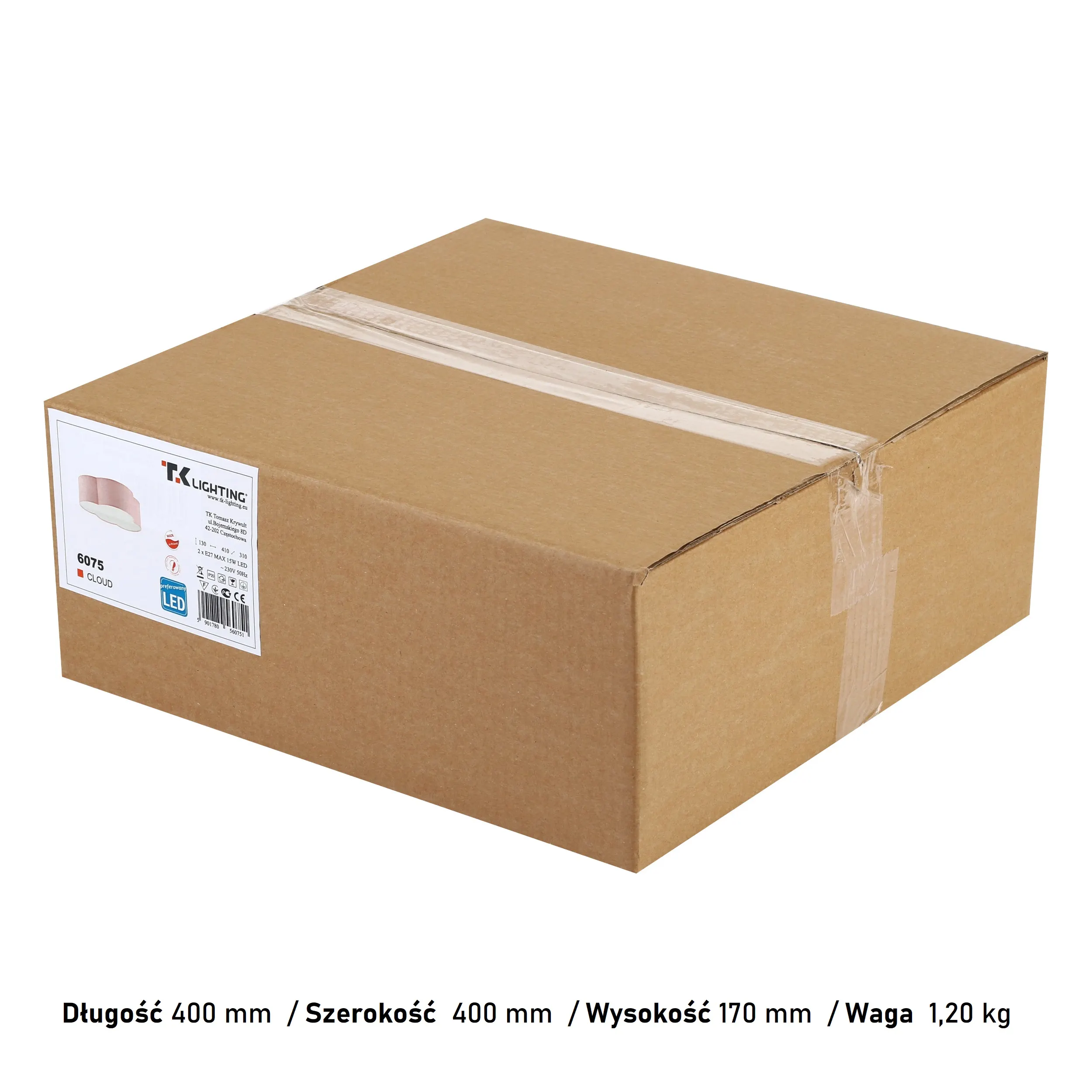 Plafon / Kinkiet CLOUD różowy pastelowy z białym 41x31x13cm - TK_6075