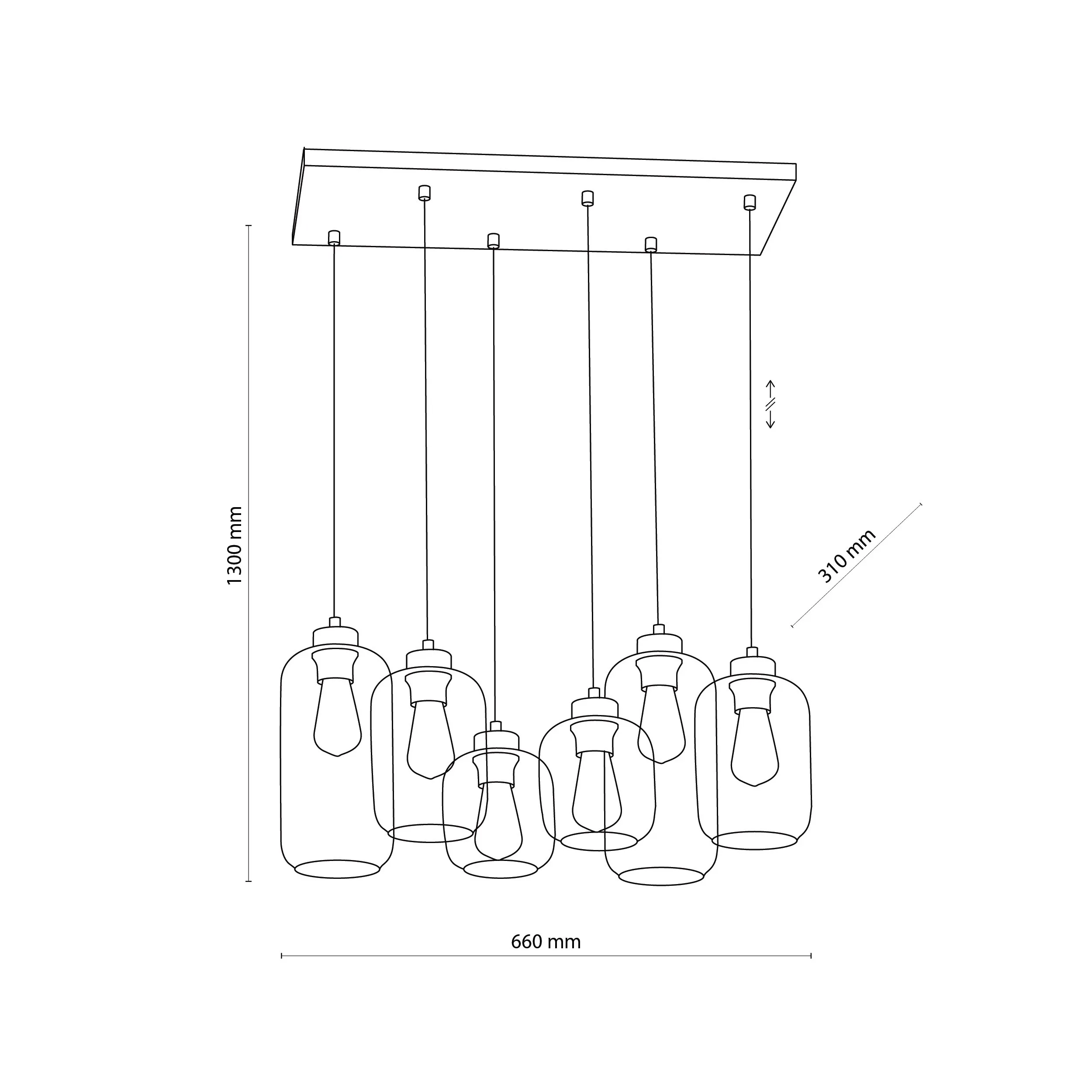 Lampa wisząca MARCO czarna ze złotymi elementami różnokolorowe transparentny bursztynowy brązowy klosze w różnych rozmiarach 100x37cm - TK_3175