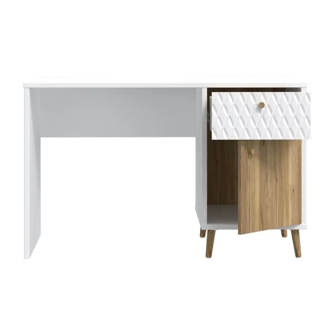 Biurko AKSANA z szafką i 1 szufladą - dąb mauvella, biały 60x120 cm - AKNB111R-M992