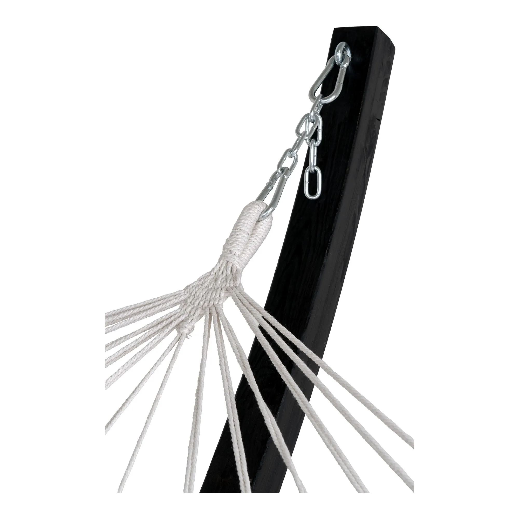 Hamak na stelażu drewnianym TRIPOLI modrzew tkanina szary czarny - 7801150