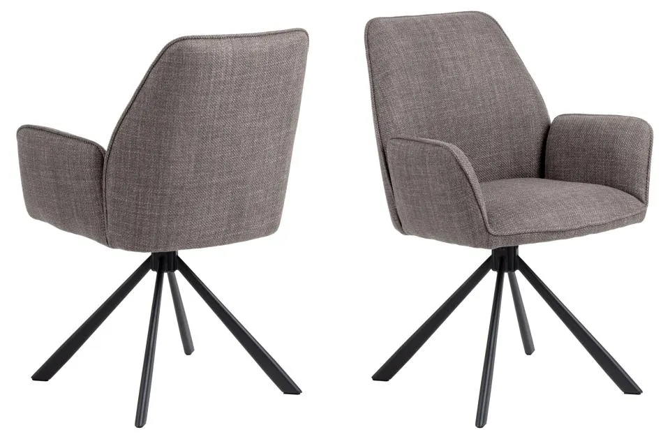 Krzesło obrotowe z podłokietnikami DOMINO Szarobrązowy, Czarny ( zestaw 2 sztuk )
