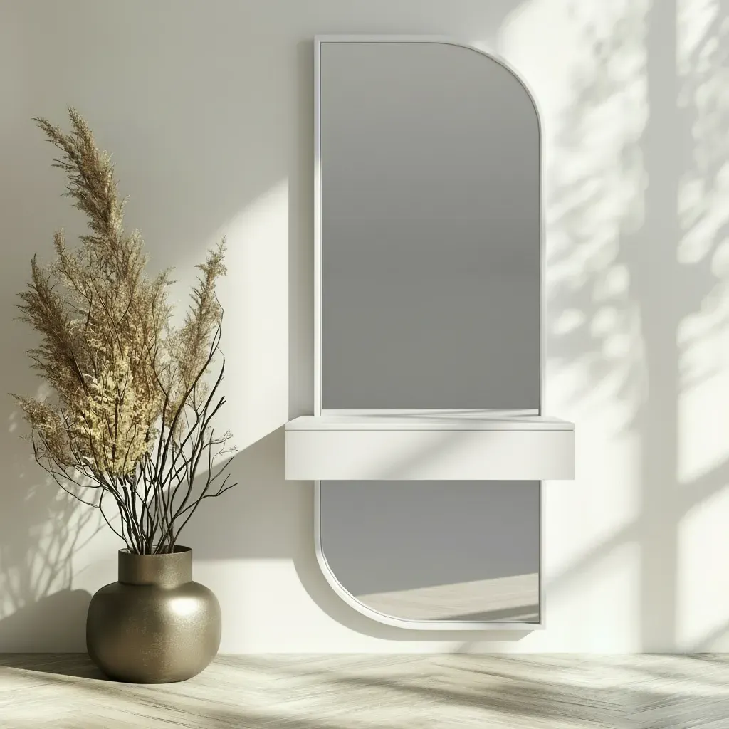 Lustro BOLD w białej ramie MDF z szafką na klucze 40X140-S12 — zdjęcie 3