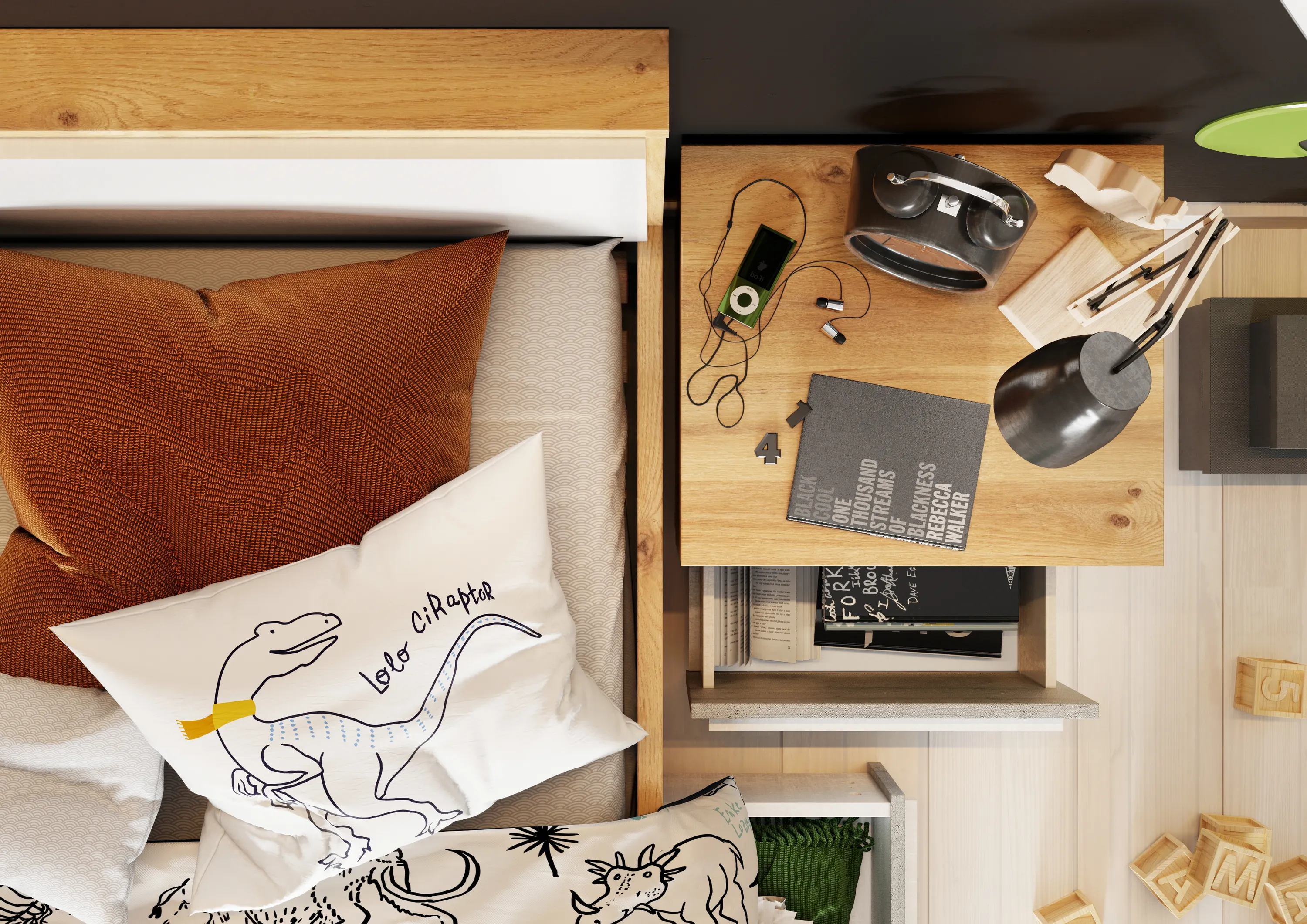 Łóżko ze stelażem Plano PN-10 120x200 dąb nash - PN10DBB