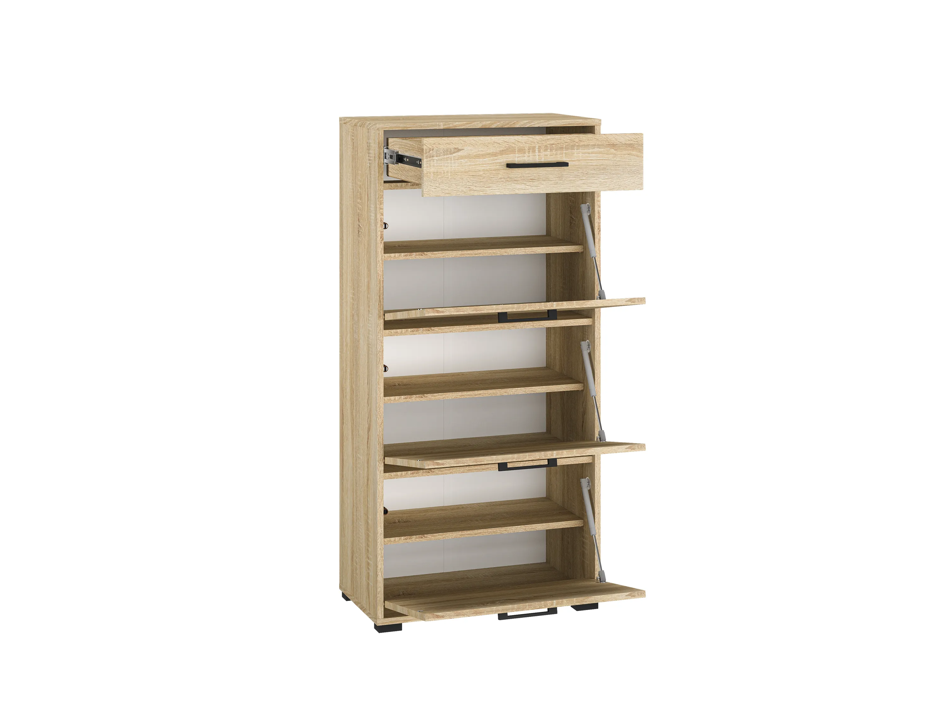 Szafka na buty z szufladą z 3 klapami Caro 14 Sonoma jasna 125x60x34