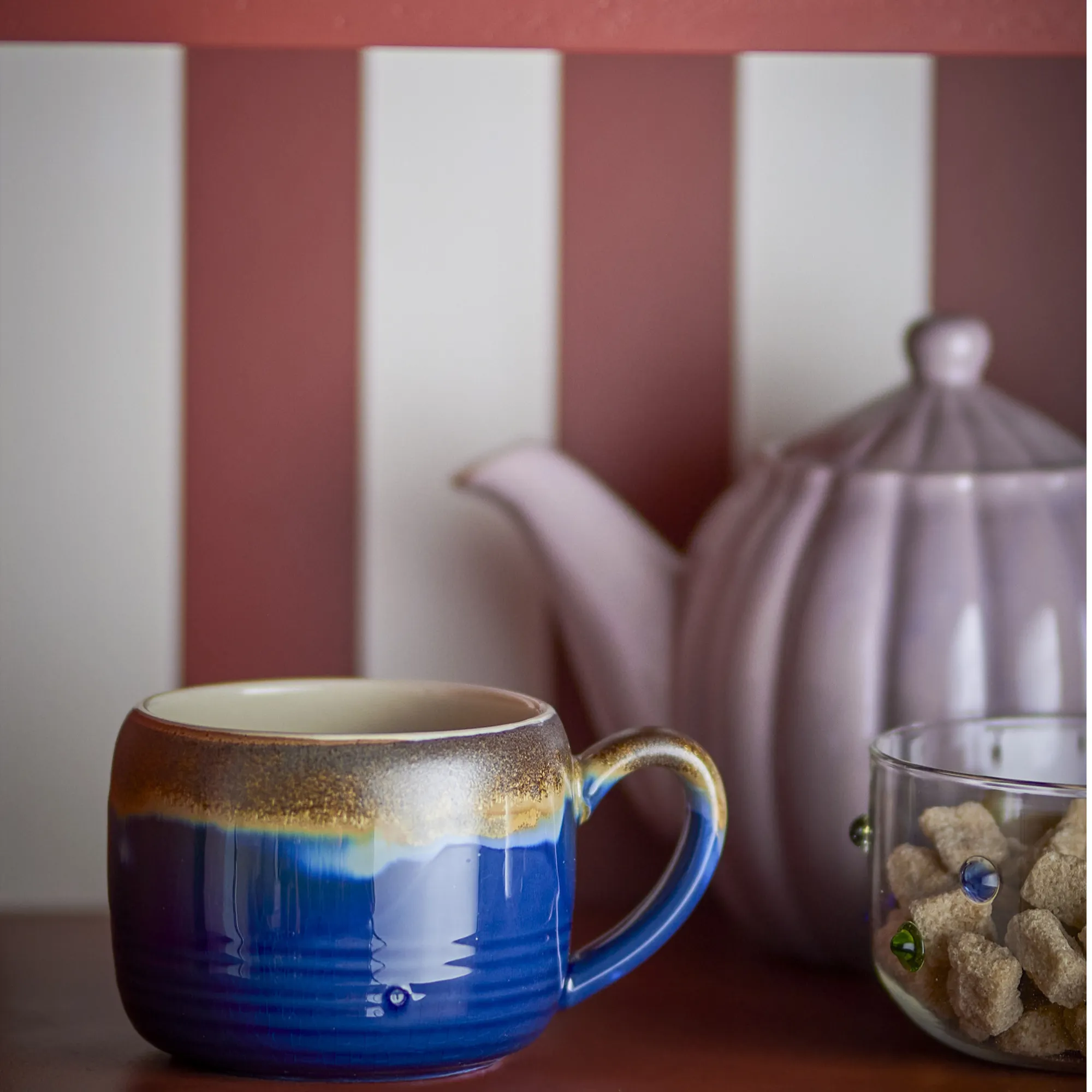 kubek, ceramika, niebieski, gradient, konstrukcja ceramiczna