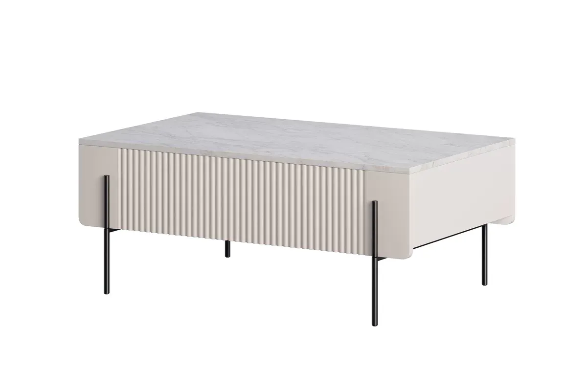 MALMI Ława 100 2SZ - cashmere / crema bianca  / czarne nogi