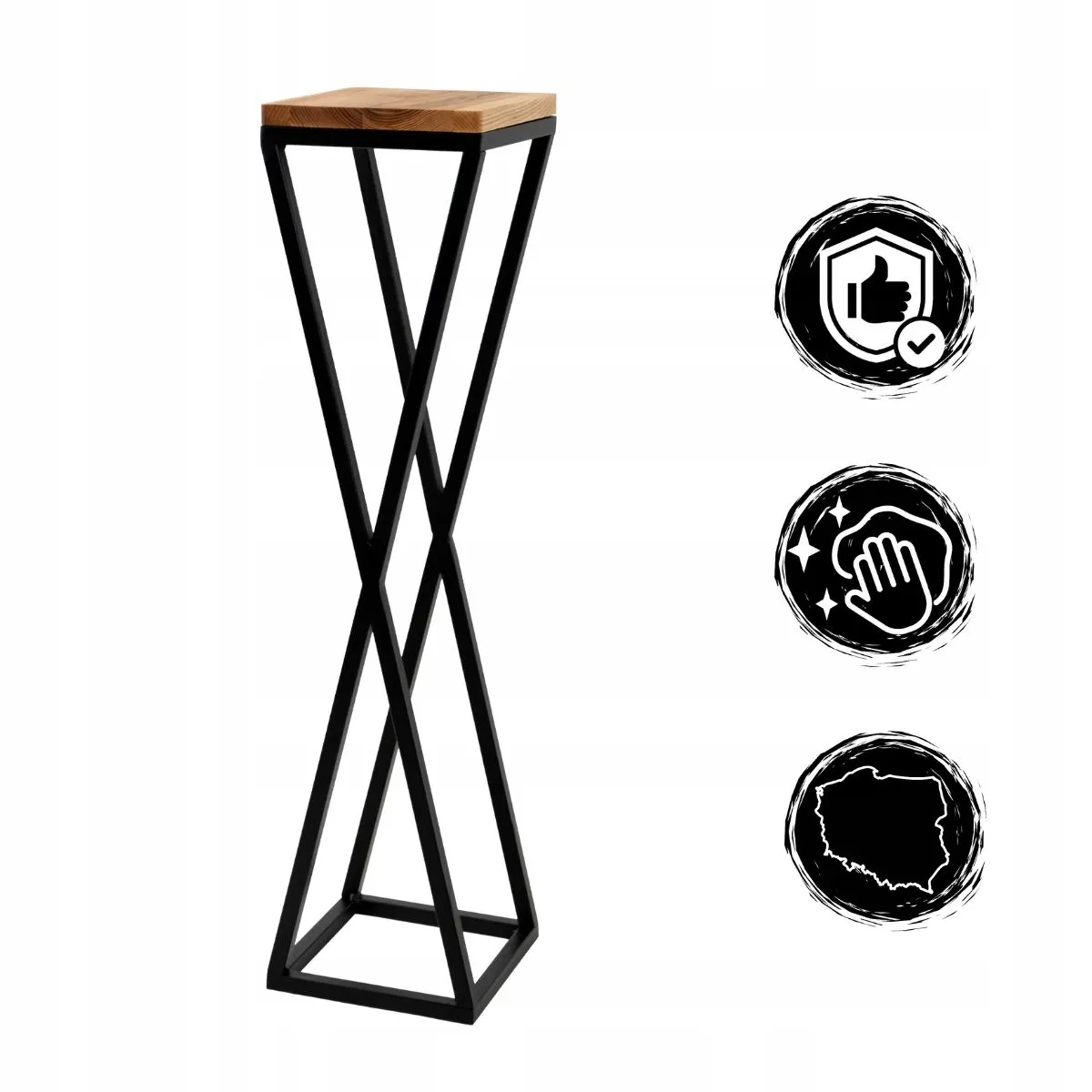 Kwietnik stojący VICHY M metal drewno olejowane czarny naturalny - LD_TZ000223