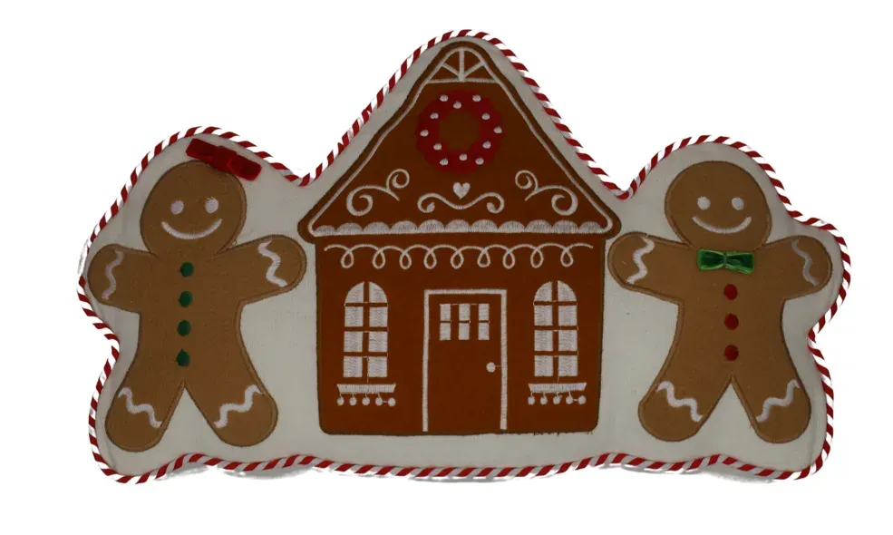 Poduszka świąteczna Z DOMKIEM I PIERNICZKAMI 25x40 wielokolorowa