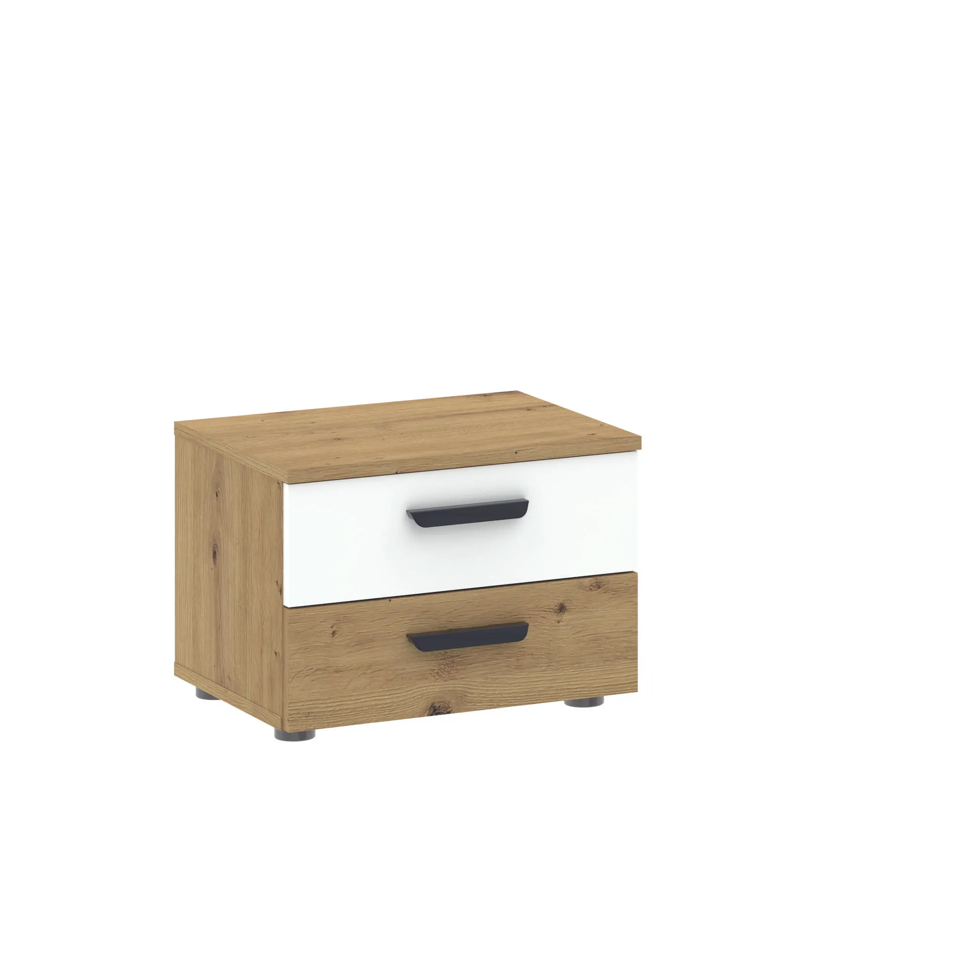 Szafka nocna z 2 szufladami BASIC TWO dąb artisan biały Szafka nocna z 2 szufladami BASIC TWO dąb artisan biały