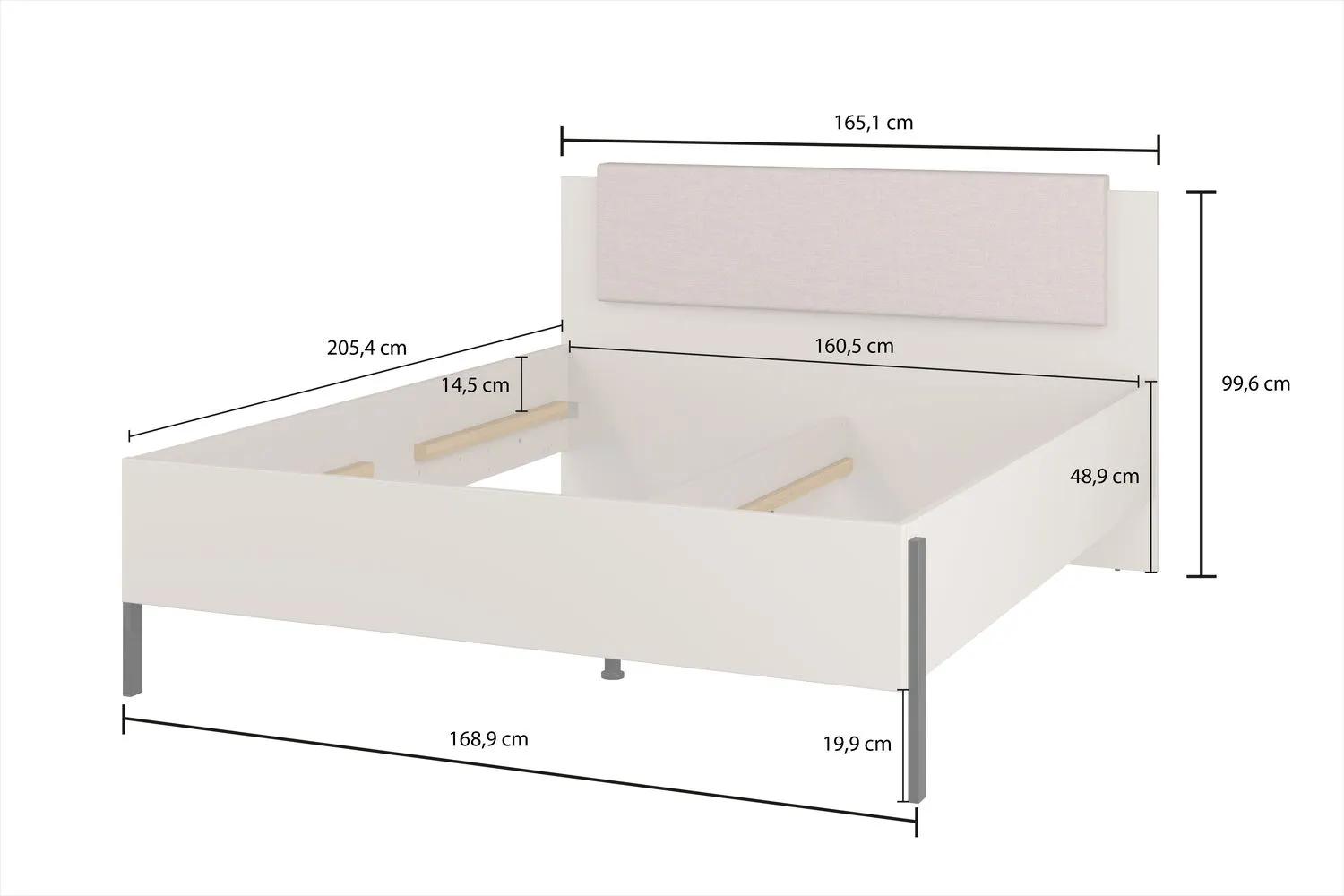 Łóżko z zagłówkiem JUKON S 160x200 kaszmirowe