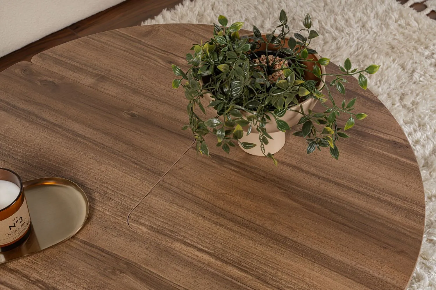 Stolik kawowy drewniany okrągły 2-elementowy MOIRA 90 cm orzech - ASI_241NRD1329