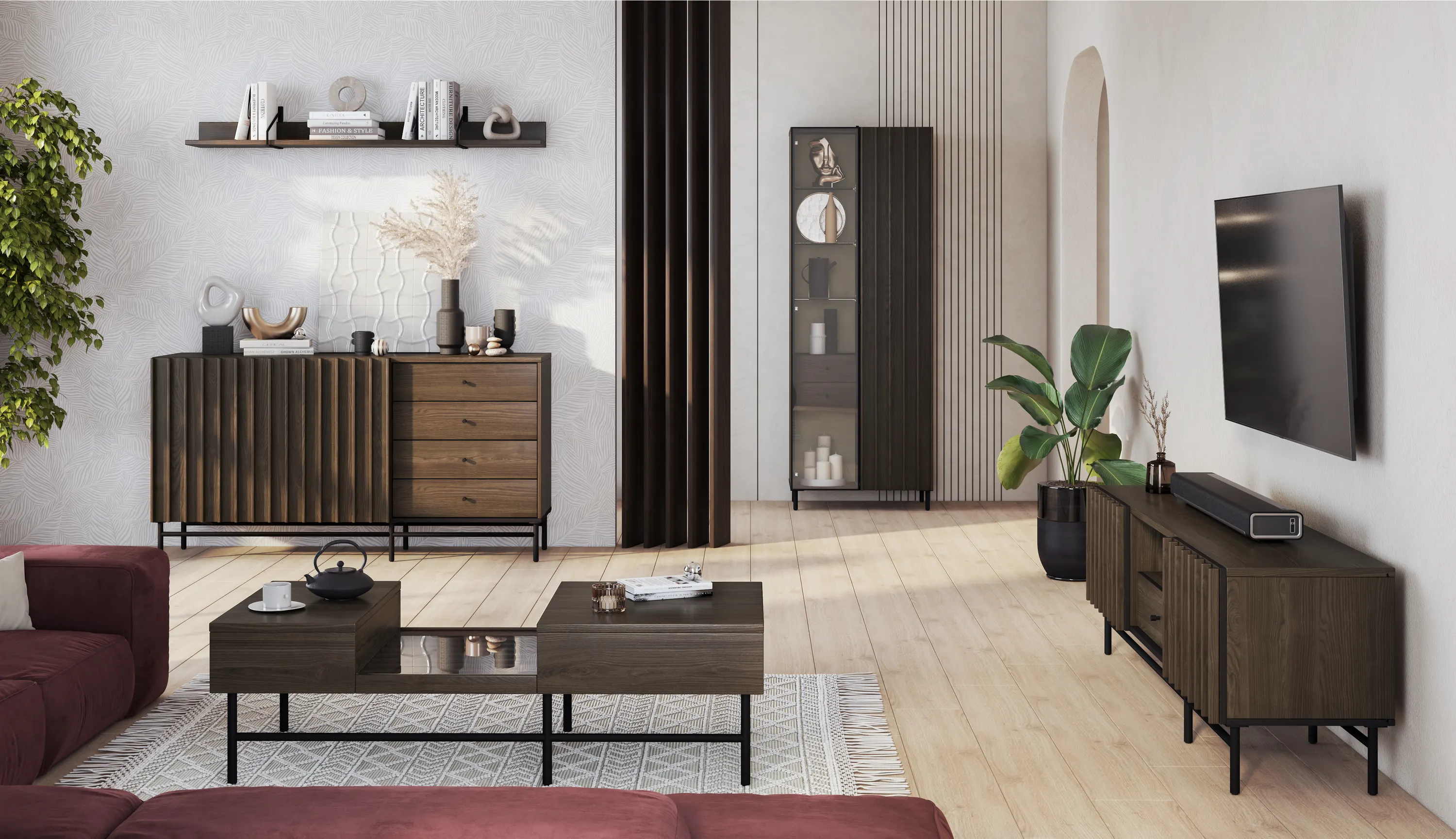 Komoda z szufladami Piemonte PE-07 165cm lamel jesion portlandzki/czarna - PE7JCZ