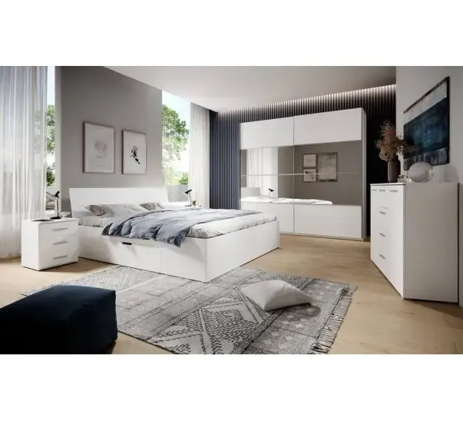 Szafka nocna BETA 22 z szufladami biała ze srebrnymi uchwytami 56x46x41cm - 22971622