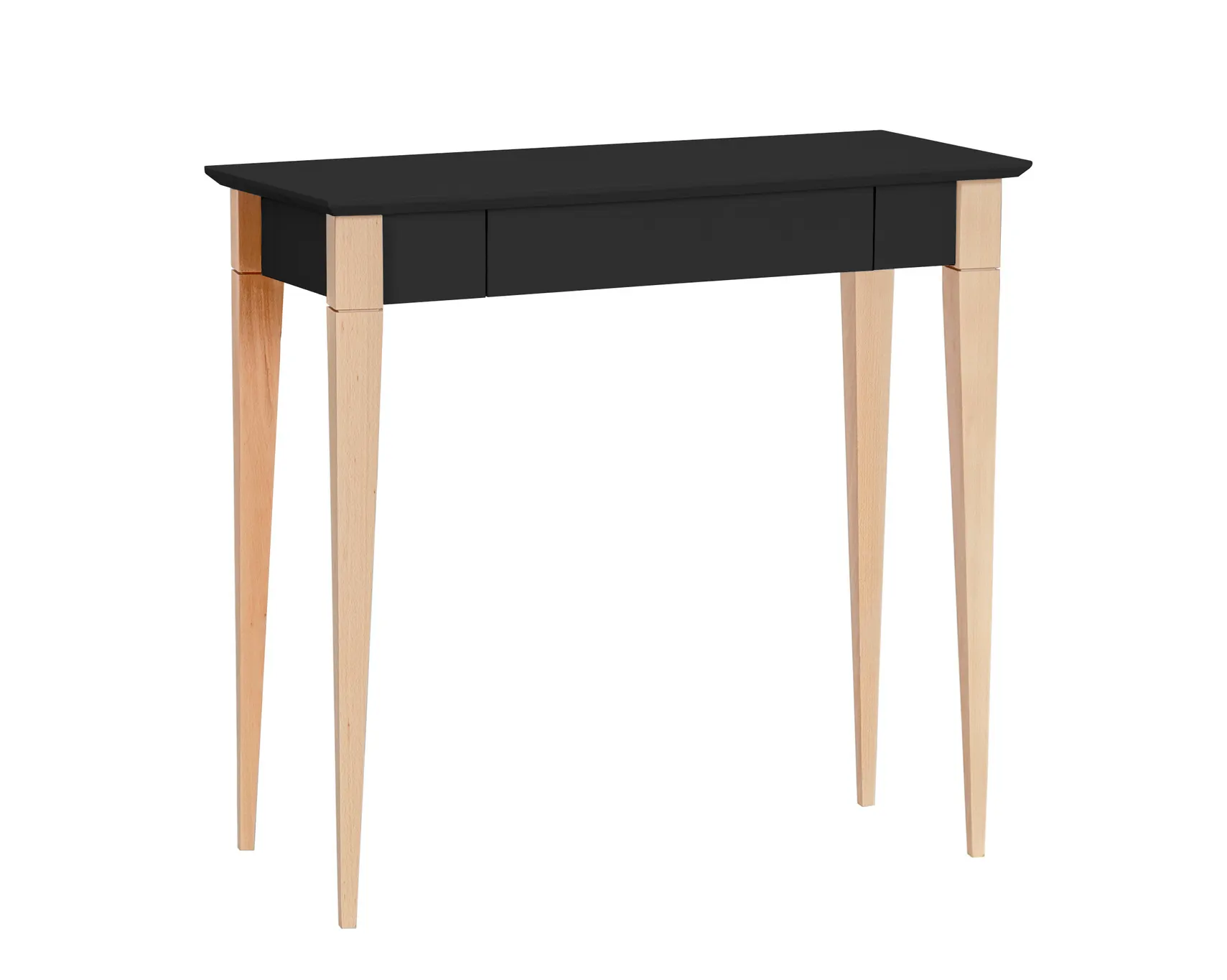 Biurko z szufladą 85x40 MIMO czarny blat/drewniane nogi