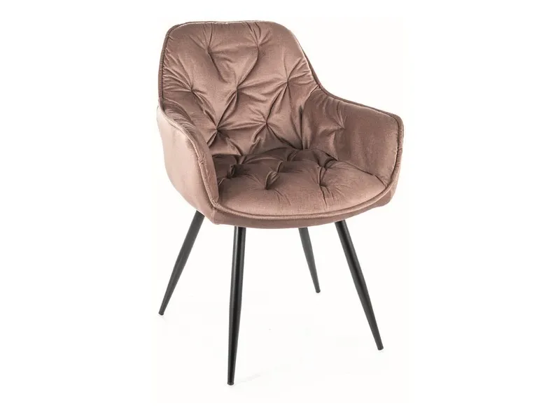 Krzesło tapicerowane CHERRY MONOLITH beżowe pikowane/metalowe nogi